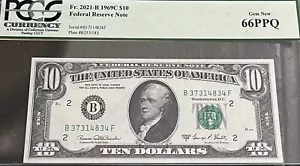 Near TOP POP - 1969-C $10 FRN 2nd Finest - BF Block PCGS 66PPQ # B37314834F - Picture 1 of 2