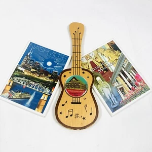 Vtg. Music City USA Nashville Souvenir Magnet Lot Wood Guitar & 2 Flat Metal - Picture 1 of 8