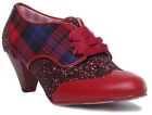 Irregular Choice End Of Story Red Shoes Block Heel Lace Round Toe Size US 5 - 10