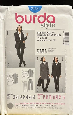 Burda Style 7134 Pant suit Size 12-24 uncut sewing pattern - Image 1 of 2