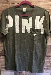 NEU VICTORIA'S SECRET PINK GRAU TASCHE TEE T-SHIRT KLEINER HUND LOGO AUF TASCHE GRAU - Bild 1 von 1
