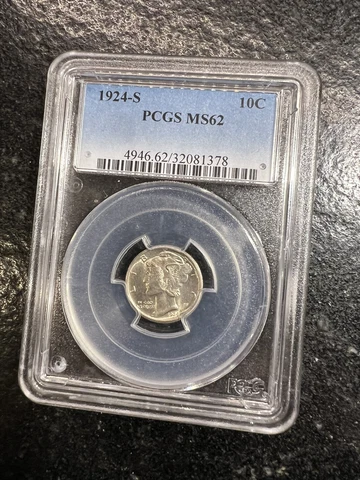 1924-S Mercury Dime MS62 PCGS Cover