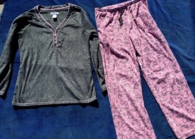 OFERTA @ Casi Nuevo Conjunto de Pijama LIZ CLAIBORNE ROSA CORAZÓN Para Mujer Talla S Foto 1 de 4