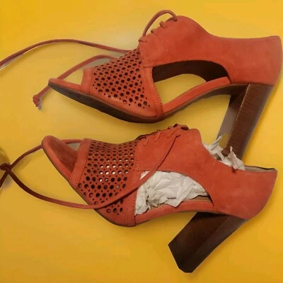 Tahari Megyn Coral Gamuza Cuero Puntera Abierta Con Cordones Tacón Bloque Talla 9M  Foto 1 de 4