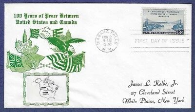 1948 FDC US-Canada Friendship issue #961 Crosby patriotic cachet - Image 1 of 2