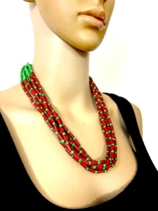 N5793 Simplicity Women Fashion Glass Multi Strand Gypsy Collar Necklace Jewelry - Picture 1 of 13