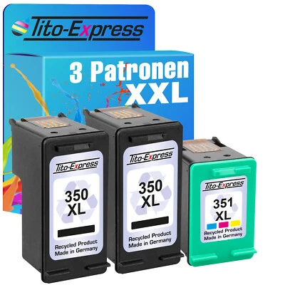 3 Patronen für HP 350 XL & 351 XL XXL OfficeJet J 5725 J 5730 J 5735 J 5740 - Bild 1 von 4