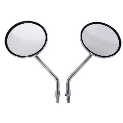 Chrome Round Motorcycle Mirrors/ Pair Fit Honda CB500 CB550 CB650 CB750 CB900  - Image 1 of 4