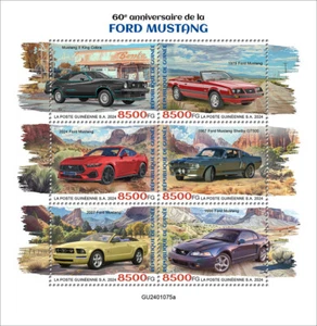 Ford Mustang 60th Anniversary Cars MNH Stamps 2024 Guinea M/S - Picture 1 of 1