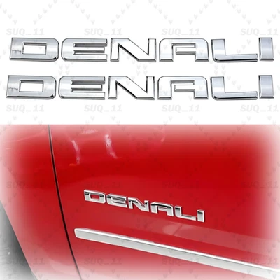 2-Piece Chrome Denali Emblem Letters For Sierra Yukon Acadia Door Tailgate Badge Foto 1 de 3