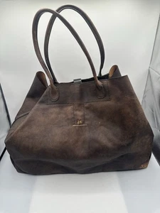 Henry Cuir Brown Leather Slouchy Tote Weekender Shoulder Handbag - Picture 1 of 14
