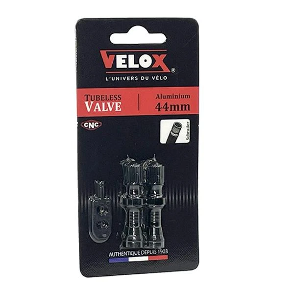 Válvula de neumático tubeless schrader velox de aluminio negro 44mm con núcle