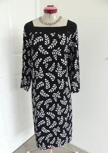 JACQUI E Black White DRESS Size XL Aus 18 NWT Floral Plus Desk to Dinner Date - Picture 1 of 6