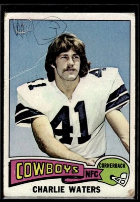 1975 Topps Charlie Waters Dallas Cowboys RC Marks and crease on card - Image 1 of 2