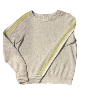 Margaret O'Leary Pullover Damen Baumwolle hellgrau mit gelben Ärmeln Streifen XS - Bild 1 von 6