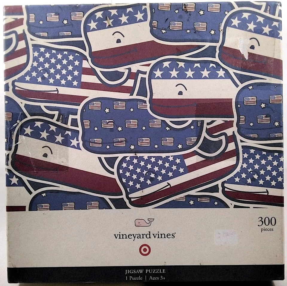 Vineyard Vines USA Flag Patriotic Whales 300 pc Jigsaw Puzzle 14" X 19" Target - Image 1 of 1
