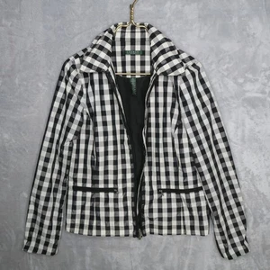 Chaqueta a Cuadros LAUREN RALPH LAUREN Blanca y Negra Talla M Preppy Ligera LRL - Imagen 1 de 11