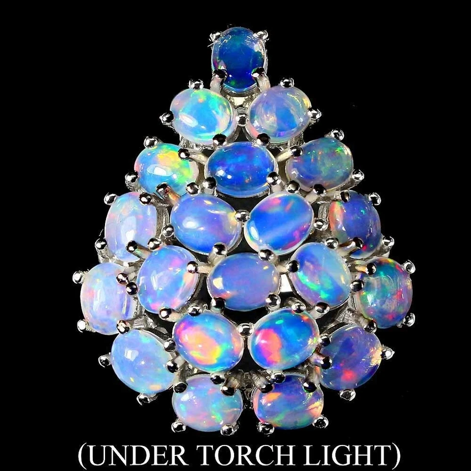 Anello in argento sterling 925 opale di fuoco ovale 5x4 mm pietra preziosa... - Immagine 1 di 4