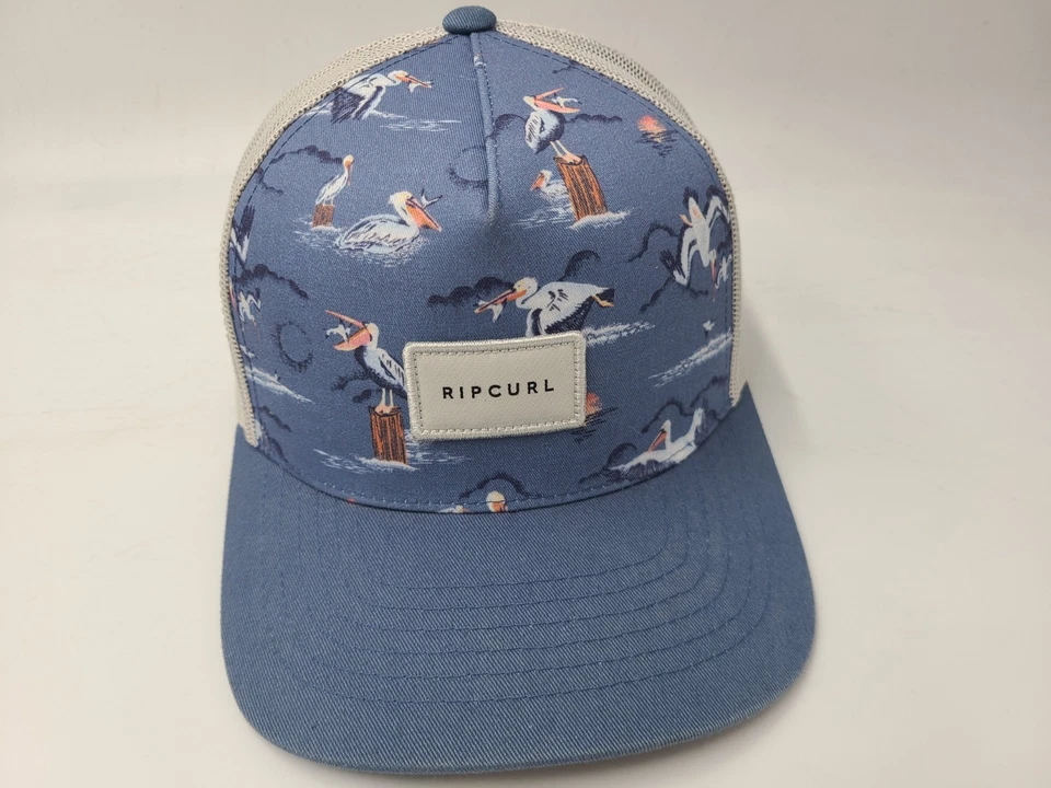 Rip Curl Pelicans Mesh Trucker Snapback Hat Cap Surf Fish Men Women Blue Gray - Image 1 of 4