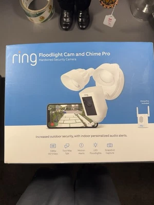 Ring Floodlight Camera with Bonus Chime Pro - New Open Box - Image 1 of 4