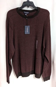 Roundtree & Yorke Herren braun Baumwolle/Kaschmir Zick-Zack gestreift Rundhals Pullover-L - Bild 1 von 4