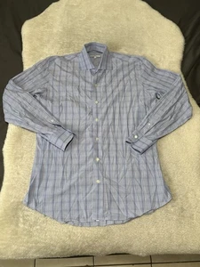 Ledbury Mens Button Down Dress Shirt Size 16.5 Slim Fit Blue Plaid - Picture 1 of 8
