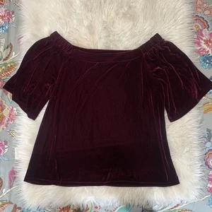 Versona Damen Burgunder Samt Schulterfrei Top Whimsigoth Gr. XL Velour - Bild 1 von 5