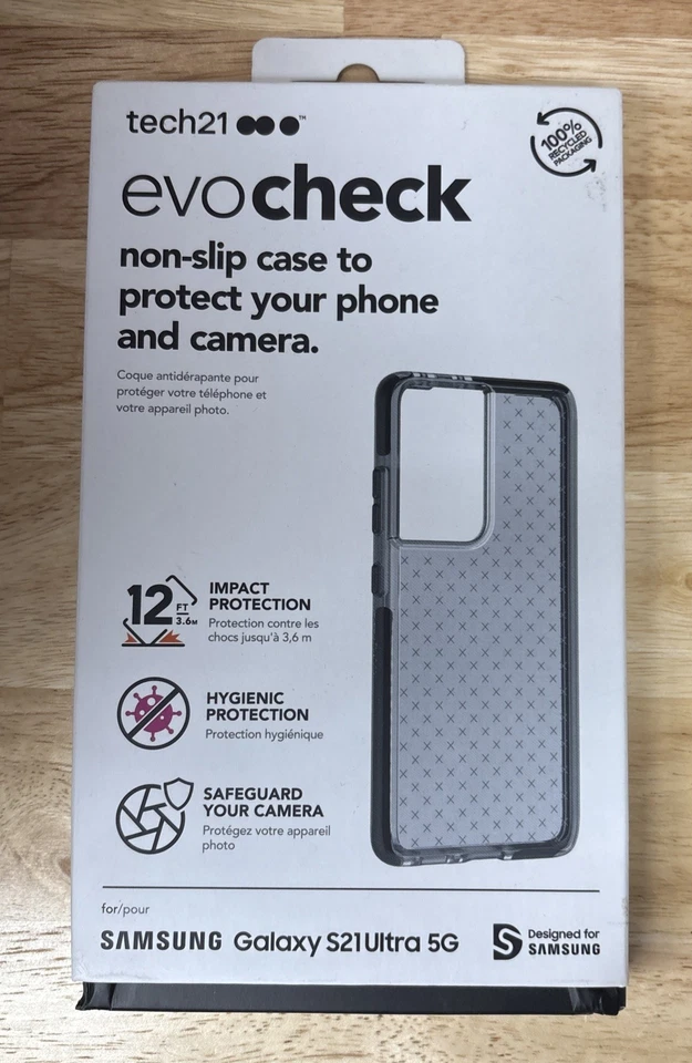 Tech21 Evo check Case for Samsung Galaxy S21 Ultra 5G, Smokey Black - Image 1 of 1