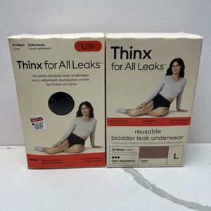 Thinx For All Leaks 2 Pair SZ L Light Absorbency Hi-Waist Bladder Leak Underwear - Picture 1 of 12