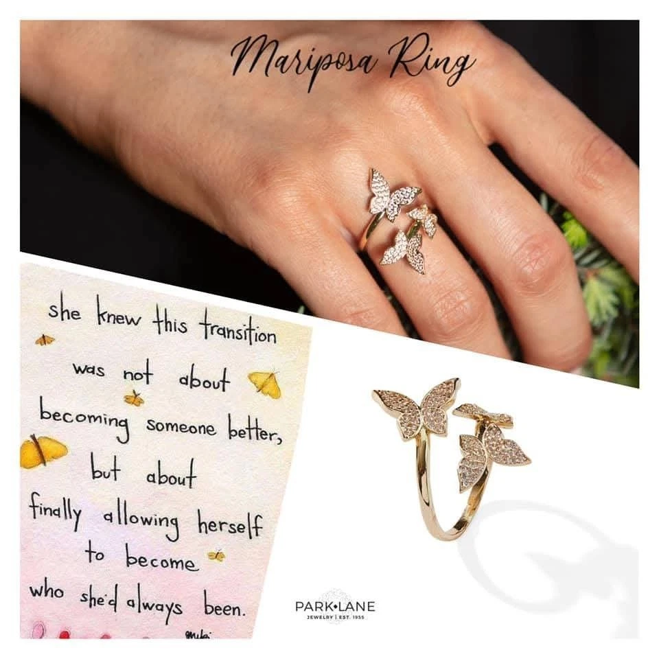 Park Lane Mariposa CZ Butterfly Ring Size 8 Slightly Adustable - Image 1 of 4