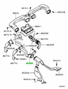 Duct, Rear Heater, Front Left For: Mitsubishi Lancer Evo 7 8 9 CT9A - Picture 1 of 1