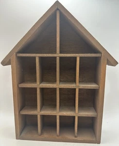 Vtg Wooden House Trinket Shelf Knick Knack Miniatures Wall Display Dallas, Tex - Picture 1 of 9