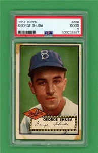 1952 Topps #326 George Shuba * ROOKIE * PSA Good 2 *Brooklyn Dodgers High Number - Picture 1 of 2