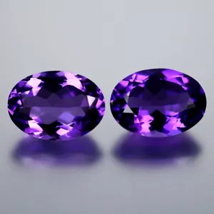11.60 ct (2pcs) Attractive MATCHING PAIR Oval (14 x 10 mm) Purple Amethyst - Picture 1 of 2