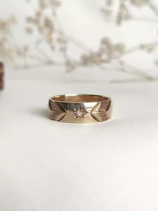 Vintage 9ct Yellow Gold My Valentine Star Set Band Ring Size 7.5 Or O - Picture 1 of 10