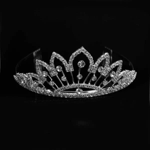 Bridal Tiara Crown Silver With Swarovski Rhinestone Elements Extra Tall  - Picture 1 of 6