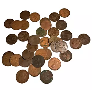 One Penny Old Pre-Decimal Coin Circulated UK Coins Bundle Pennies Various Years - Picture 1 of 4