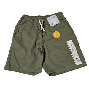 Cat & Jack Olive Green Chino Shorts Boys Size 4 5 Flexible Drawstring Pull On - Picture 1 of 8