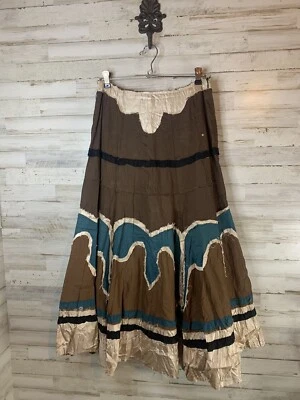 FALDA RETAZOS RHAPSODY MARRÓN VERDE AZULADO Y DORADO TALLA S Foto 1 de 4