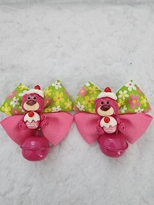 2 lotso bear hair clip with Ribbon ~ Handmade - Picture 1 of 5