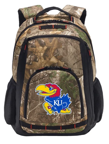 University of Kansas Camo Backpack REALTREE CAMO KU Jayhawks Computer Laptop Bag Cover