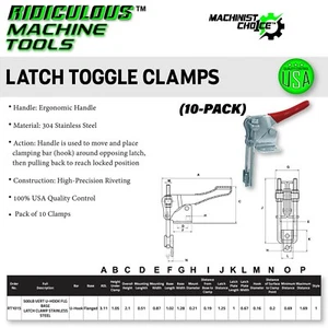 Stainless Steel 500LB Vertical U-Hook Flange Base Latch Clamp - 10 Pack - Picture 1 of 7