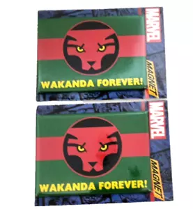 Marvel Imán Pantera Negra Wakanda Forever 3.5" x 2.5" Juego de 2 Nuevo en Paquete - Imagen 1 de 2