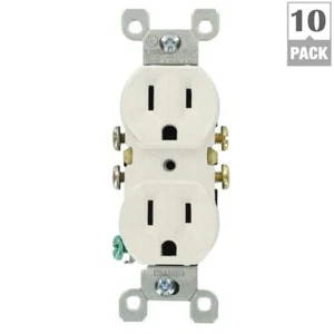10 Pack Outlet Receptacle 125V 15 Amp Duplex Residential Dual Electrical Wall - Picture 1 of 5