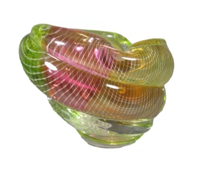 VTG Czech Art glass Milan Metelak Harrachov Harrtil latticino Ashtray Bowl MCM - Bild 1 von 12