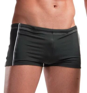 Fashion Mens Swimwear, Square cut Boxer Trunks, Black Blue Grey, Swimming Suit - Picture 1 of 4