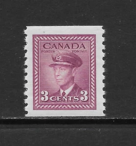 CANADA SCOTT 280 MLH VF - 1948 3c ROSE VIOLET 9.5 PERF. COIL - KING GEORGE VI - Picture 1 of 2