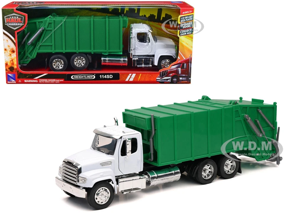Camión de basura Freightliner 114sd blanco y verde 1/32 modelo fundido a presión nuevo Ray 11033 Foto 1 de 1
