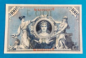 100 MARK REICHSBANKONOTE 1908 RARA SPL + GERMANIA - Picture 1 of 3