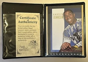 COLLECTOR SPORTS LOOK SKYBOX, EARVIN MAGIC JOHNSON CARD FAUX LEATHER FOLDER, COA - Picture 1 of 5